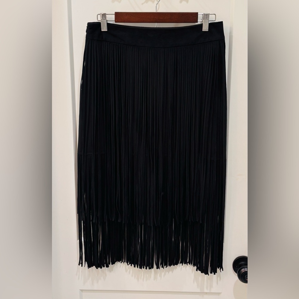 Zara Black Midi Fringe Skirt